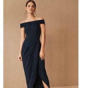BHLDN navy Blue Off-Shoulder Dress Bnwt size 6 and 16